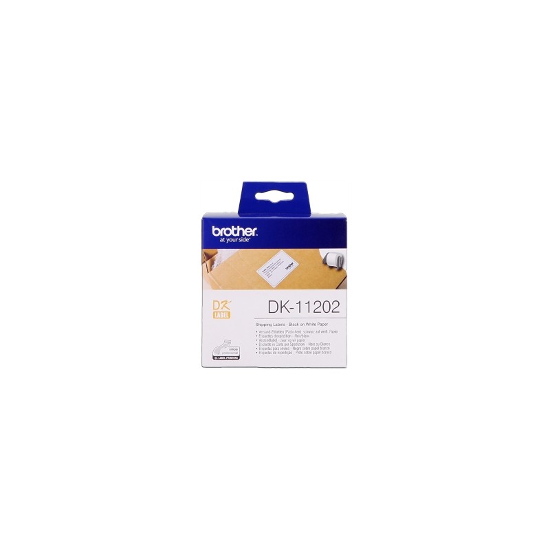 BROTHER ETICHETTE NERO SU BIANCO DK-11202 ETICHETTE DI SPEDIZIONE, 62X100MM BIANCO 300 ET. ORIGINALE BROTHER ETICHETTE NERO SU BIANCO DK-11202 ETICHETTE DI SPEDIZIONE, 62X100MM BIANCO 300 ET. ORIGINALE