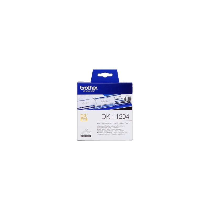 BROTHER ETICHETTE NERO SU BIANCO DK-11204 ETICHETTE IN CARTA MULTIUSO, 17X54 MM BAINCO 400 ORIGINALE BROTHER ETICHETTE NERO SU BIANCO DK-11204 ETICHETTE IN CARTA MULTIUSO, 17X54 MM BAINCO 400 ORIGINALE