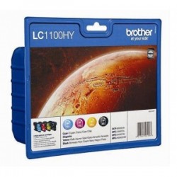 BROTHER MULTIPACK NERO / CIANO / MAGENTA / GIALLO LC-1100HY-BK C M Y LC1100HYVALBPDR MULTI ORIGINALE