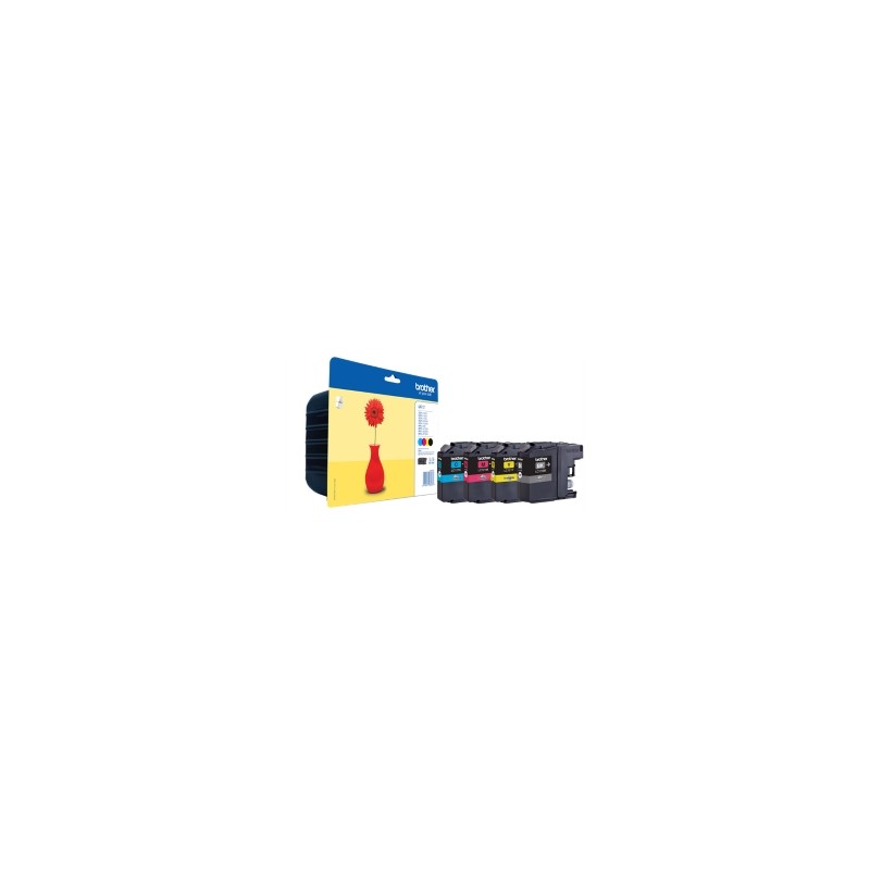 BROTHER MULTIPACK NERO / CIANO / MAGENTA / GIALLO LC-121 LC121VALBPDR 300 COPIE 4 CARTUCCE ORIGINALE