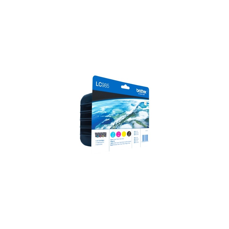 BROTHER MULTIPACK NERO / CIANO / MAGENTA / GIALLO LC-985-BK C M Y LC985VALBPDR 4 CARTUCCE ORIGINALE BROTHER MULTIPACK NERO / CIANO / MAGENTA / GIALLO LC-985-BK C M Y LC985VALBPDR 4 CARTUCCE ORIGINALE