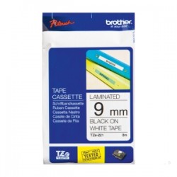 BROTHER NASTRO NERO SU BIANCO TZE-221 TZ-221 9 MM X 8 M, LAMINATO ORIGINALE
