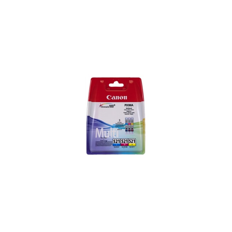 CANON MULTIPACK CIANO / MAGENTA / GIALLO CLI-521Z 2934B010 CONFEZIONE MULTI ORIGINALE CANON MULTIPACK CIANO / MAGENTA / GIALLO CLI-521Z 2934B010 CONFEZIONE MULTI ORIGINALE