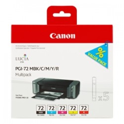 CANON MULTIPACK NERO / CIANO / MAGENTA / GIALLO / ROSSO PGI-72 6402B009 5 CARTUCCE PGI-72: ORIGINALE