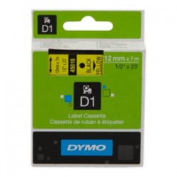 DYMO NASTRO NERO SU GIALLO S0720580 45018 12MM X 7M, STANDARD-D1-RUOLO ORIGINALE