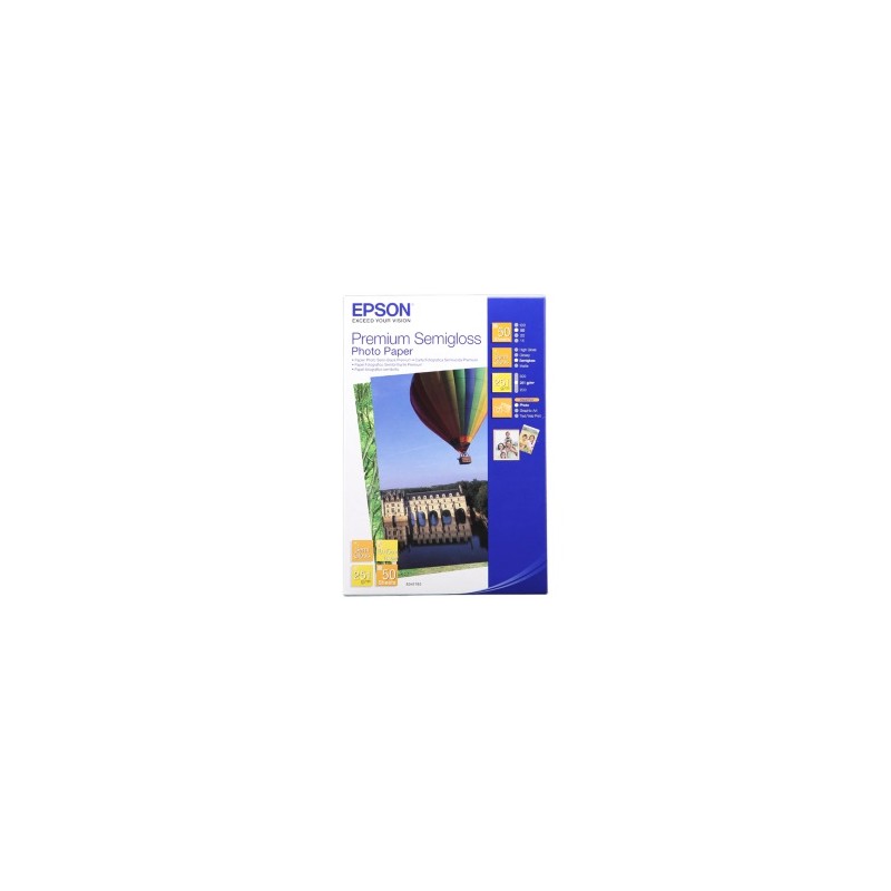 EPSON CARTA BIANCO C13S041765 PREMIUM SEMIGLOSS 50 BLATT CARTA FOTOGRAFICA, 10 X 15 CM, 25 ORIGINALE