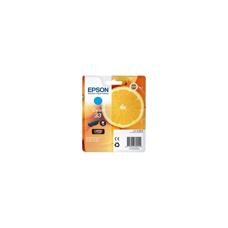 EPSON CARTUCCIA D\'INCHIOSTRO CIANO C13T33424012 T3342 300 COPIE 4,5ML C13T33424010 ORIGINALE EPSON CARTUCCIA D\'INCHIOSTRO CIANO C13T33424012 T3342 300 COPIE 4,5ML C13T33424010 ORIGINALE