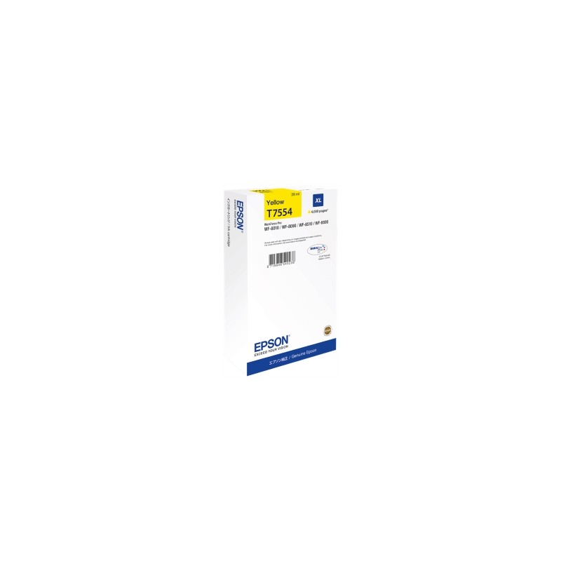 EPSON CARTUCCIA D\'INCHIOSTRO GIALLO C13T755440 T7554 4000 COPIE 39ML XL ORIGINALE EPSON CARTUCCIA D\'INCHIOSTRO GIALLO C13T755440 T7554 4000 COPIE 39ML XL ORIGINALE