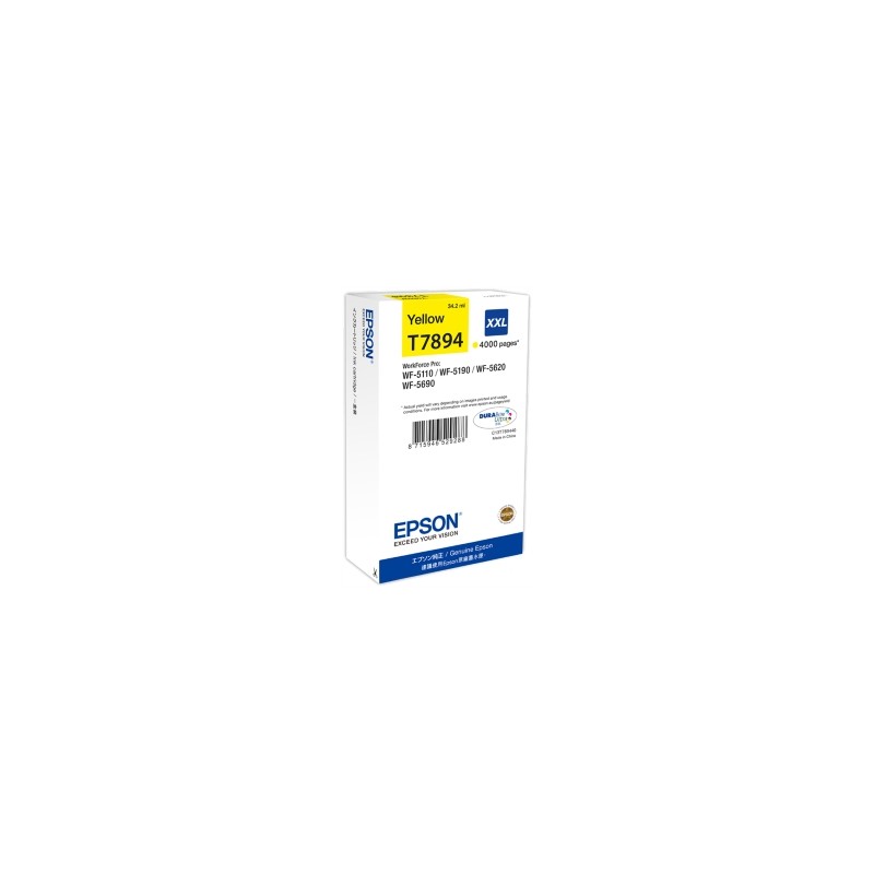 EPSON CARTUCCIA D\'INCHIOSTRO GIALLO C13T789440 T7894 4000 COPIE 34,2ML XXL ORIGINALE EPSON CARTUCCIA D\'INCHIOSTRO GIALLO C13T789440 T7894 4000 COPIE 34,2ML XXL ORIGINALE
