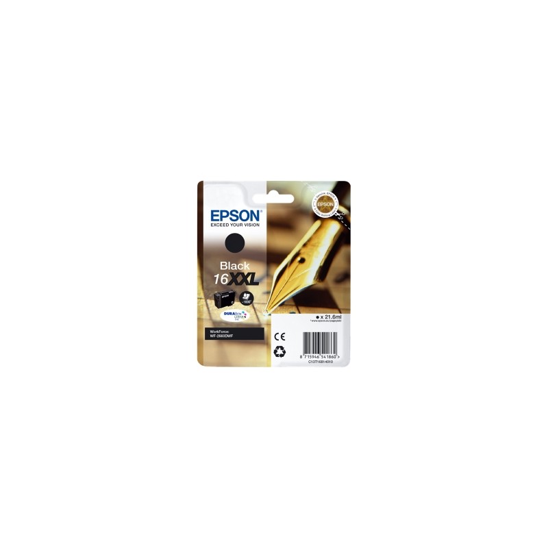 EPSON CARTUCCIA D\'INCHIOSTRO NERO C13T16814012 T1681 1000 COPIE 21,6ML XXL PATRONE ORIGINALE EPSON CARTUCCIA D\'INCHIOSTRO NERO C13T16814012 T1681 1000 COPIE 21,6ML XXL PATRONE ORIGINALE