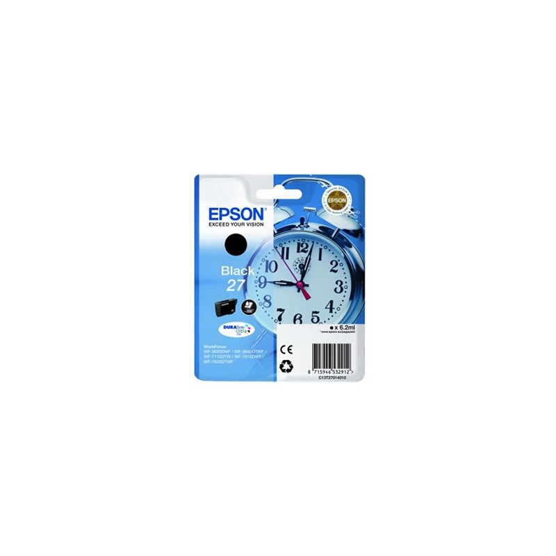 EPSON CARTUCCIA D\'INCHIOSTRO NERO C13T27014012 T2701 350 COPIE 6,2ML ORIGINALE EPSON CARTUCCIA D\'INCHIOSTRO NERO C13T27014012 T2701 350 COPIE 6,2ML ORIGINALE
