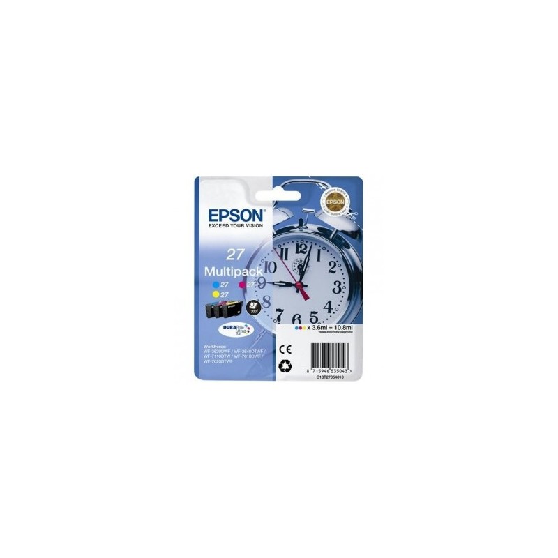 EPSON MULTIPACK CIANO / MAGENTA / GIALLO C13T27054012 T2705 3 CARTUCCE COLORE: T2702 + T27 ORIGINALE