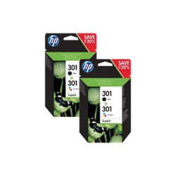 HP MULTIPACK NERO / DIFFERENTI COLORI 2X N9J72AE 301 PROMO-PACK ORIGINALE