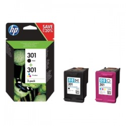 HP MULTIPACK NERO / DIFFERENTI COLORI N9J72AE 301 2X INCHIOSTRO HP 301: 1X CH561EE + 1X CH ORIGINALE