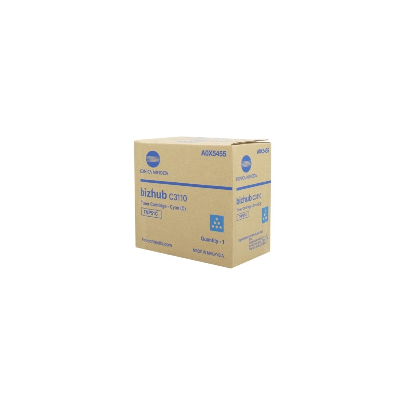 KONICA MINOLTA TONER CIANO A0X5455 TNP51C 5000 COPIE ORIGINALE