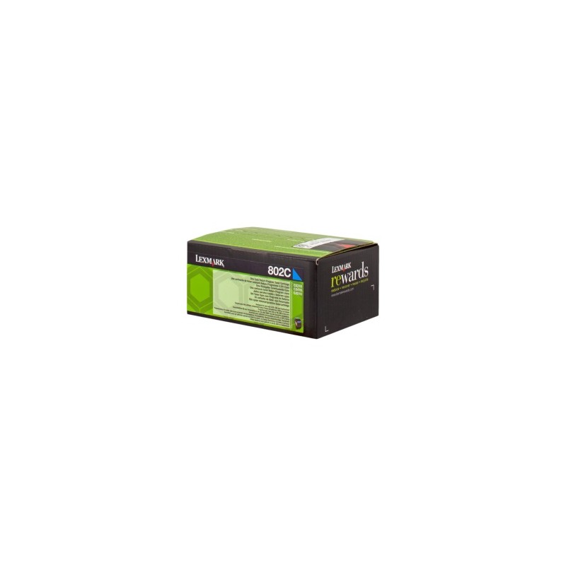 LEXMARK TONER CIANO 802C 80C20C0 1000 COPIE CARTUCCIA DI STAMPA RIUTILIZZABILE ORIGINALE