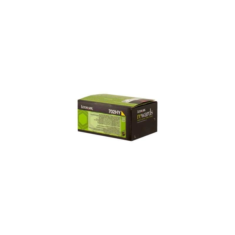 LEXMARK TONER GIALLO 702HY 70C2HY0 3000 COPIE CARTUCCIA DI STAMPA RIUTILIZZABILE ORIGINALE