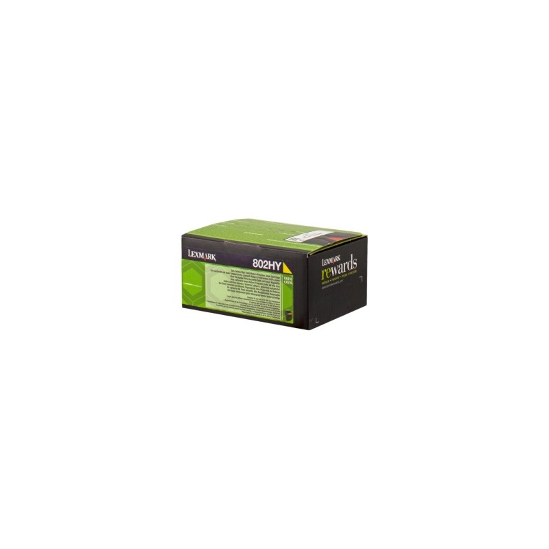 LEXMARK TONER GIALLO 802HY 80C2HY0 3000 COPIE CARTUCCIA DI STAMPA RIUTILIZZABILE ORIGINALE