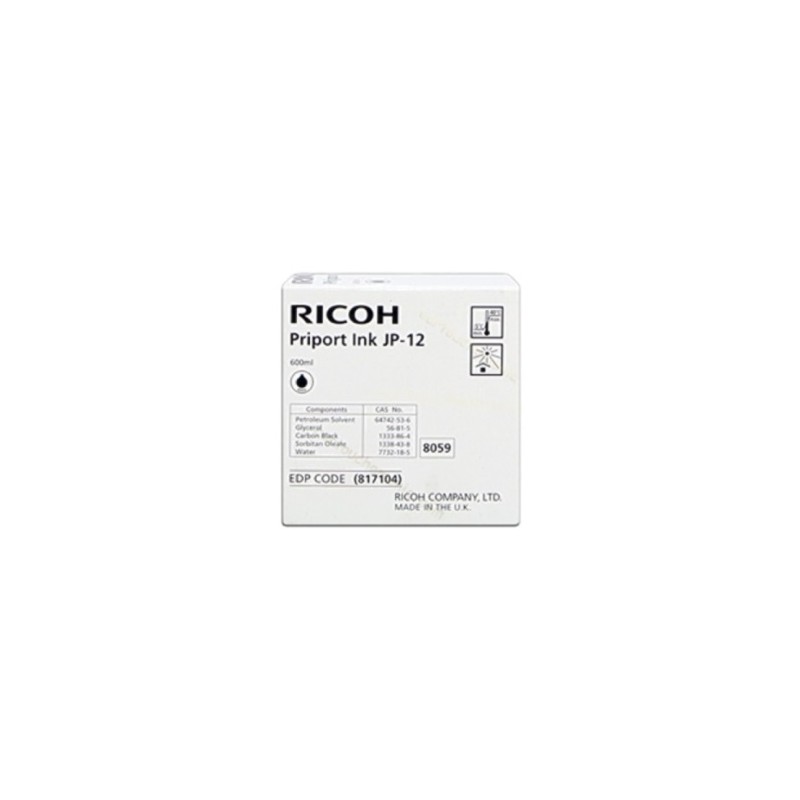 RICOH CARTUCCIA D\'INCHIOSTRO NERO JP12 817104 600ML ORIGINALE