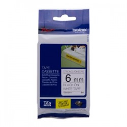 BROTHER NASTRO NERO SU BIANCO TZE-S211 TZ-S211 6 MM X 8 M, LAMINATO, ADESIVO EXTRA FORTE ORIGINALE