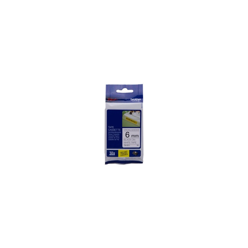 BROTHER NASTRO NERO SU BIANCO TZE-S211 TZ-S211 6 MM X 8 M, LAMINATO, ADESIVO EXTRA FORTE ORIGINALE BROTHER NASTRO NERO SU BIANCO TZE-S211 TZ-S211 6 MM X 8 M, LAMINATO, ADESIVO EXTRA FORTE ORIGINALE