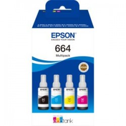 EPSON MULTIPACK NERO / CIANO / MAGENTA / GIALLO C13T664640 664 27000 COPIE 70ML 664 ECOTAN ORIGINALE