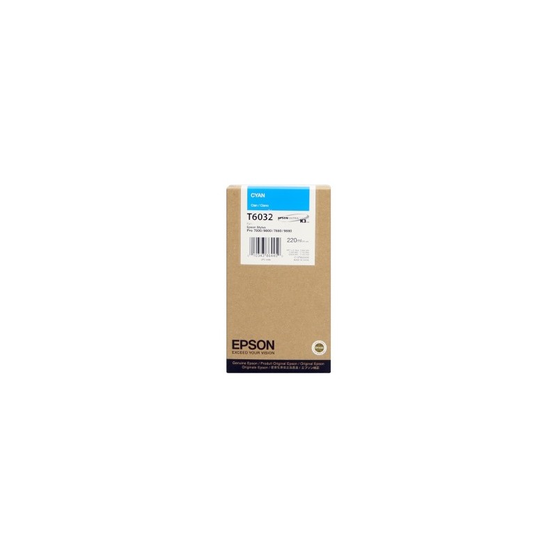 EPSON CARTUCCIA D\'INCHIOSTRO CIANO C13T603200 T6032 220ML ORIGINALE EPSON CARTUCCIA D\'INCHIOSTRO CIANO C13T603200 T6032 220ML ORIGINALE