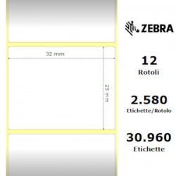 ZEBRA ETICHETTE 800261-105 12PCK Z -SELECT 12 ROTOLI, TERMO, 2000D, 31,75X25,4 MM, 2580 ET ORIGINALE