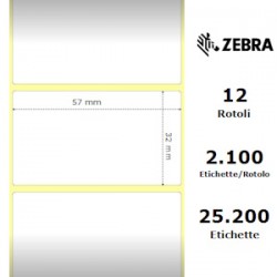 ZEBRA ETICHETTE 800262-125 12PCK Z-SELECT 12 ROTOLI, TERMO, 2000D, 57X32 MM, 2100 ET./ROTO ORIGINALE
