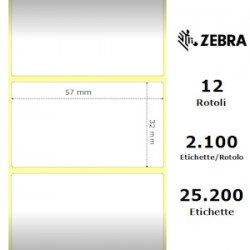 ZEBRA ETICHETTE 800262-127 12PCK Z-SELECT 12 ROTOLI, CARTA TERMICA, 2000D, 57X32MM, 2100 E ORIGINALE