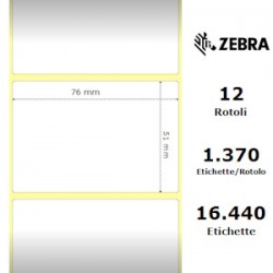 ZEBRA ETICHETTE 800263-205 12PCK Z-SELECT 12 ROTOLI, TERMO, 2000D, 76X51 MM, 1370 ET./ROTO ORIGINALE