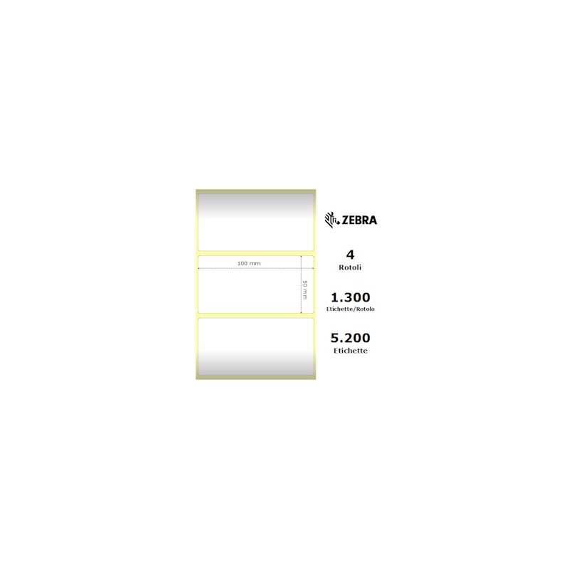 Zebra Etichette Bianco 87000 Z-Select Pacco Da 4, Termo, 2000D, 100X50Mm Originale Zebra Etichette Bianco 87000 Z-Select Pacco Da 4, Termo, 2000D, 100X50Mm Originale