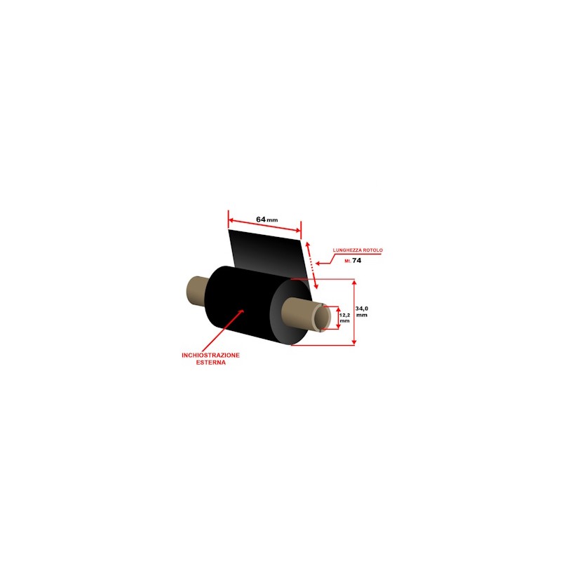 Zebra Nastro A Trasferimento Termico Nero 02300Gs06407 2300 Wax 12 Rotoli, Cera, 64 Mm X 74 Zebra Nastro A Trasferimento Termico Nero 02300Gs06407 2300 Wax 12 Rotoli, Cera, 64 Mm X 74