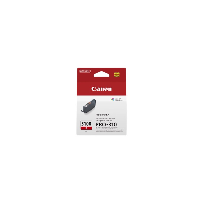 Canon Cartuccia D\'Inchiostro Rosso Pfi-5100R 6958C001 14Ml Originale Canon Cartuccia D\'Inchiostro Rosso Pfi-5100R 6958C001 14Ml Originale