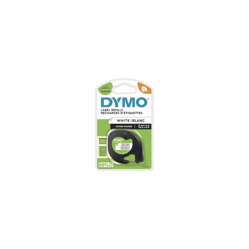 Dymo Nastro Nero Su Bianco S0721520 Letratag Letratag Banda Di Carta, 12Mm X 4M Originale Dymo Nastro Nero Su Bianco S0721520 Letratag Letratag Banda Di Carta, 12Mm X 4M Originale
