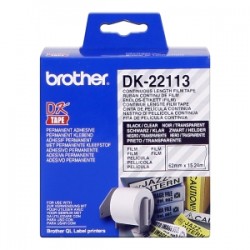 Brother Etichette Dk-22113 Etichetta A Lunghezza Continua, 62Mm X 15,24M Trasparente Originale