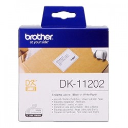 Brother Etichette Nero Su Bianco Dk-11202 Etichette Di Spedizione, 62X100Mm Bianco 300 Et. Originale