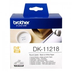 Brother Etichette Nero Su Bianco Dk-11218 Etichetta Rotonda, 24 Mm Bianco 1000 Et./Ruolo Originale