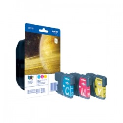 Brother Multipack Ciano / Magenta / Giallo Lc-1100 Lc1100Rbwbpdr 3 Cartucce D\'Inchiostro:  Originale