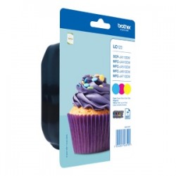 Brother Multipack Ciano / Magenta / Giallo Lc-123 Lc123Rbwbpdr 3 Cartucce D\'Inchiostro Lc1 Originale