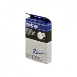 Brother Nastro Nero Su Bianco Tc-201 12 Mm X 7,7 M, Laminato Originale